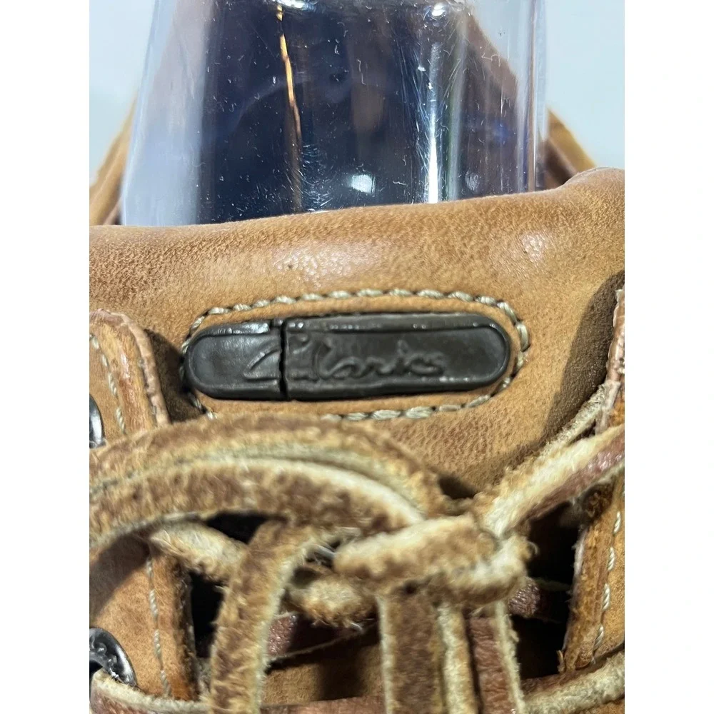 Clarks 78611 Leather Boat Shoes Men 9 Tan Moc Toe Lace Up Loafers‎ Costal Rugged